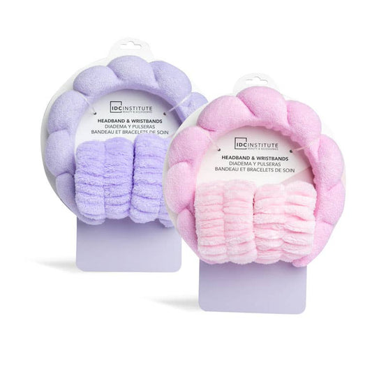 Idc Institute- BANDĂ ROZ PENTRU CAP ȘI BRĂȚARĂ PENTRU ÎNGRIJIREA PIELII